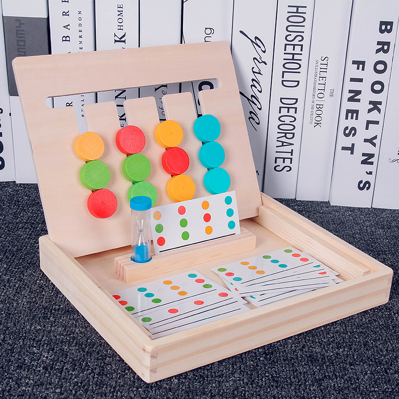 Children's wooden early education double-sided four walking game, baby color classification, logical thinking training, puzzle toys. 