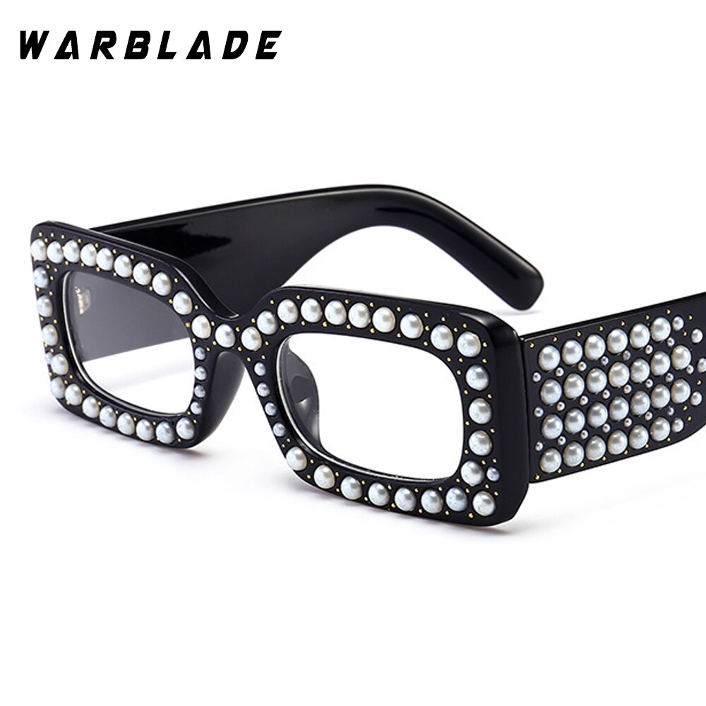 【happy one】red Hot Fashion Ladies Pearl Square Women Vintage Brand Design Luxury Sun Glasses Female Male. 