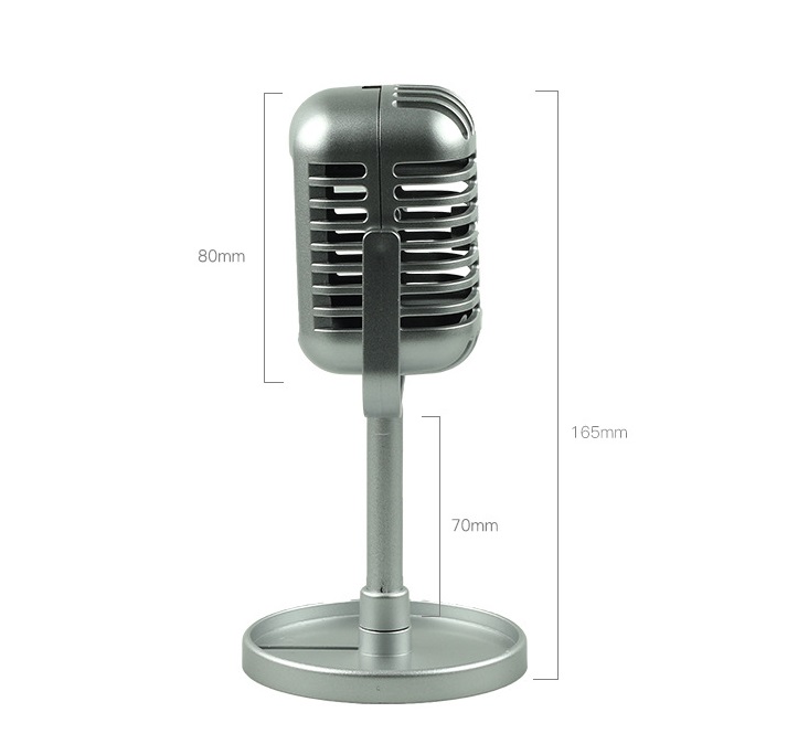 Simulation props mic Classic Retro Dynamic Vocal Microphone Vintage Style Mic Universal Stand Compatible Live Performance Karaoke Studio Recording. 