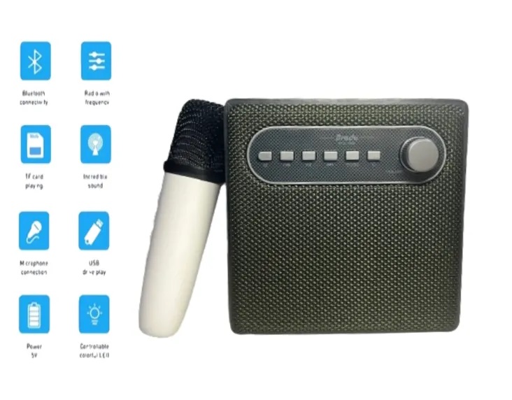 BTS-1688 Rechargeable Wireless Radios Am Fm Stereo Subwoofer portable mini Karaoke speaker Wireless Microphone Speaker. 