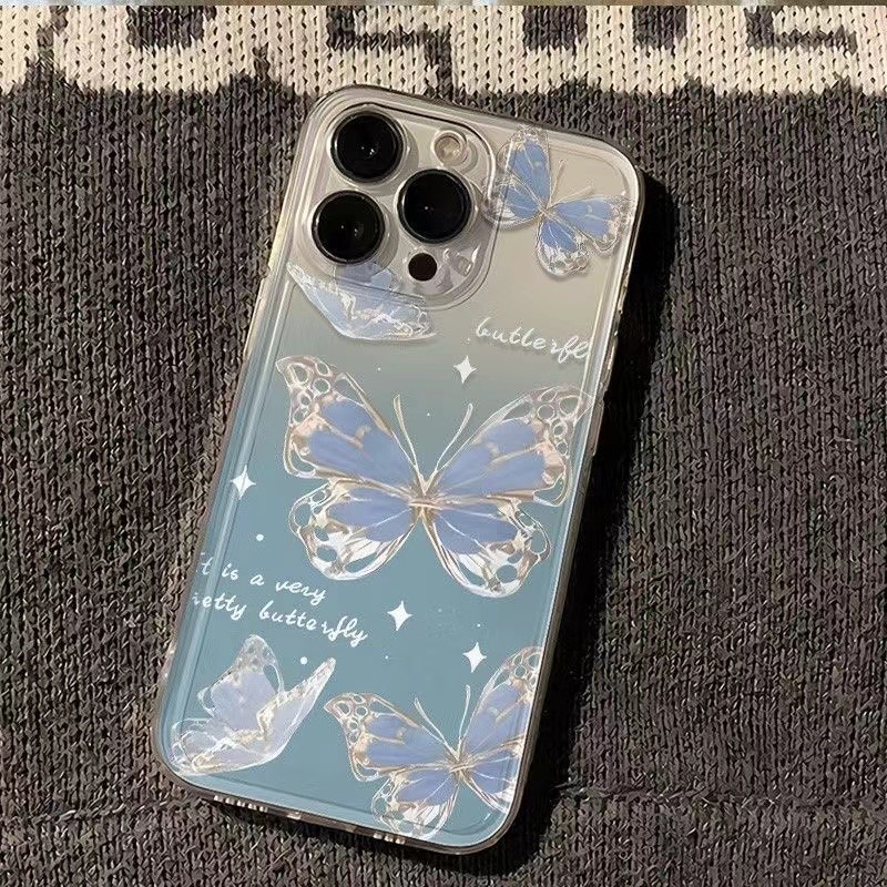 For Tecno POP 9 /SPARK GO 1/SPARK GO 2025 Gradient Blue Butterfly Case. 