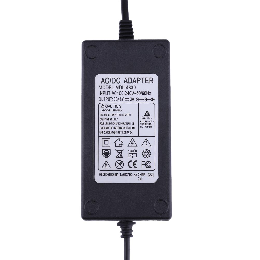 48V 3A Charger Power Supply 5.5x2.5mm Transformer Wall Adapter Multi-protection Input 100V-240V for POE Switch. 