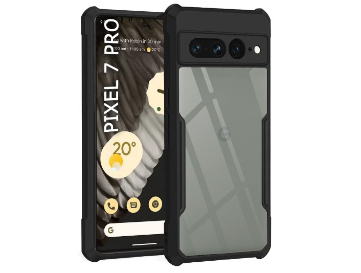 TheGiftKart ShockProof Clear Back Cover Case for Google Pixel 7 PRO | 360 Degree Protection | Hard Transparent Back Cover Case for Google Pixel 7 Pro (PC & TPU, Black Bumper)