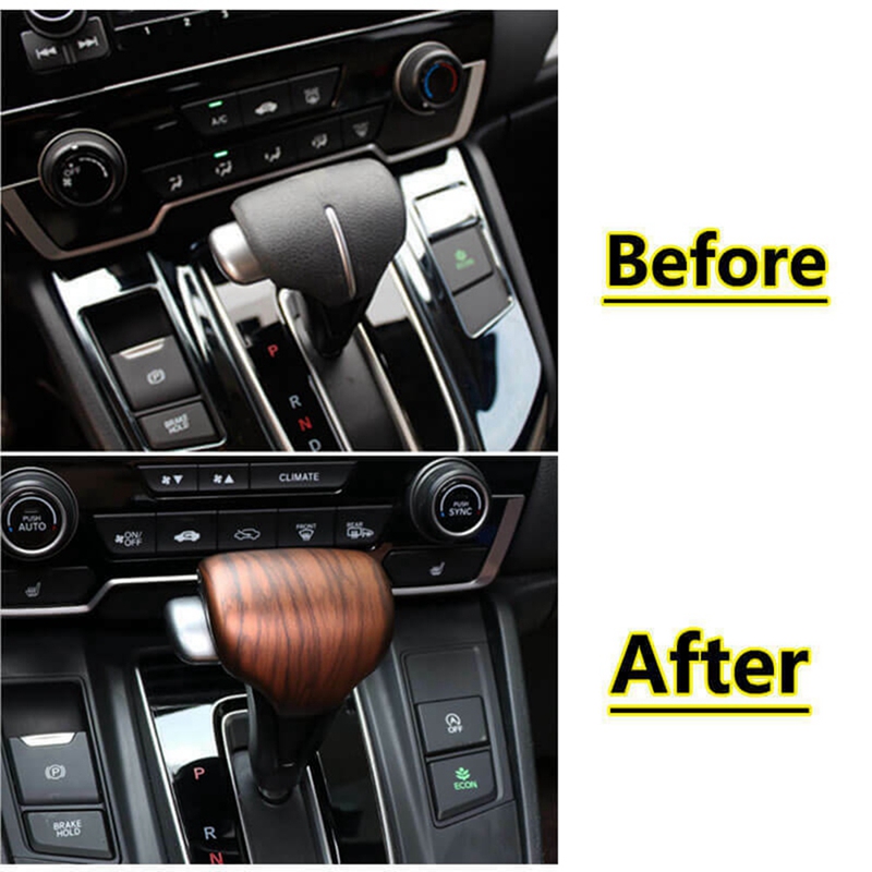 2X ABS Peach Wood Grain Gear Lever Shift Knob Cover Trim for Honda CR-V CRV 2017-2020. 