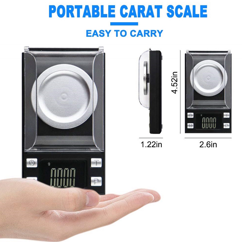 Digital Milligram Scale 100G/0.001G,High Precision Mini Carat Jewelry Scale for Pocket Scale with Calibration Weight. 