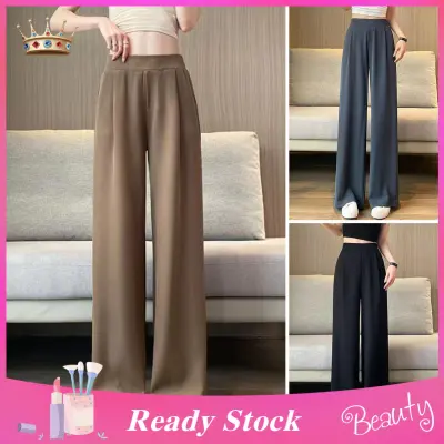 Loose Pants Women Wide Leg Pants Pockets Solid Color Relaxed Fit