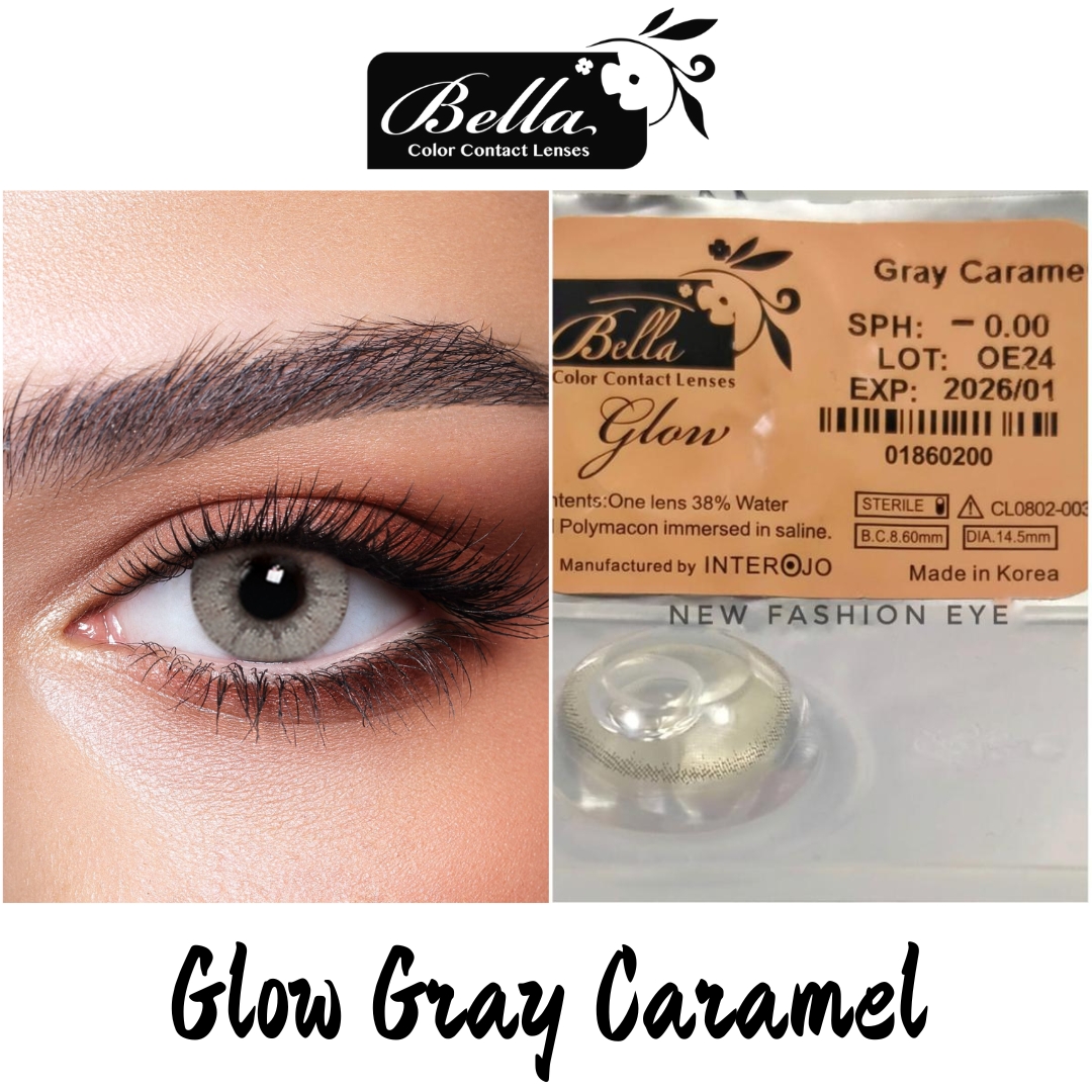 New Bella Gray Caramel Glow Color Contact Lens With Regular Kit Box For Men and Women. 1 Pair Bella Color Contact Lens For Eye Makeup and Cosmetics. Bella Glow Series. #glow. 