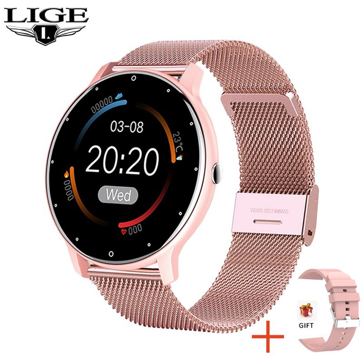 LIGE Smart watch Ladies Full touch Screen Sports Fitness watch IP67 waterproof Bluetooth For Android iOS Smart watch Female