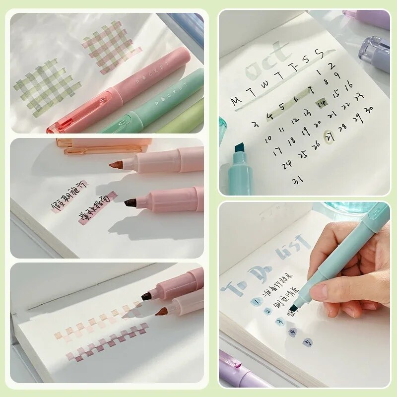 4pcs/Set Pocket Highlighter Pens Mini Color Pen Drawing Pen Key Marker Pen Portable Sized Mild Color Marker Liner for Drawing. 