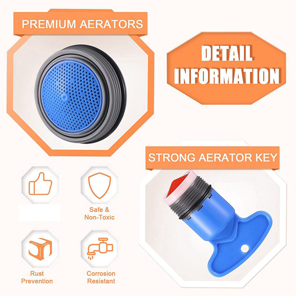16 Pieces Faucet Aerator Cache Faucet Aerator and 5 Pieces Cache Faucet Aerator Key Removal Wrenches for Cache Aerators. 