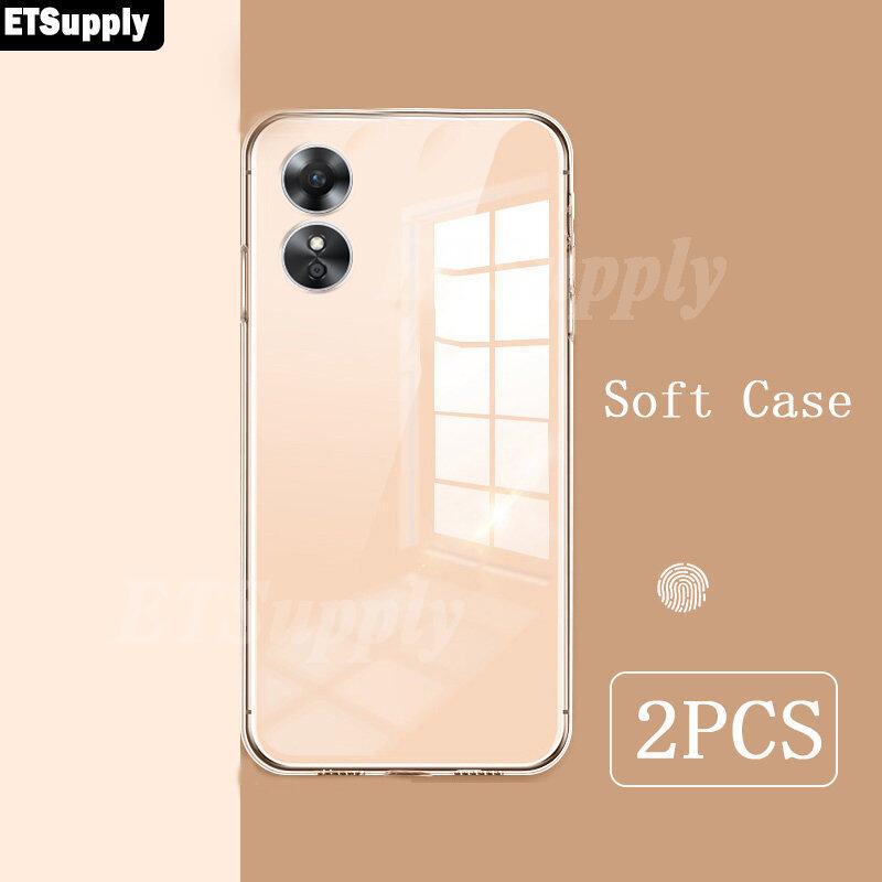 （2pieces）OPPO A17 A17k Case Transparent Phone Case Transparent Clear Anti-oxidation Clear Casing for OPPO A17k A17 Silicone TPU Phone Cover