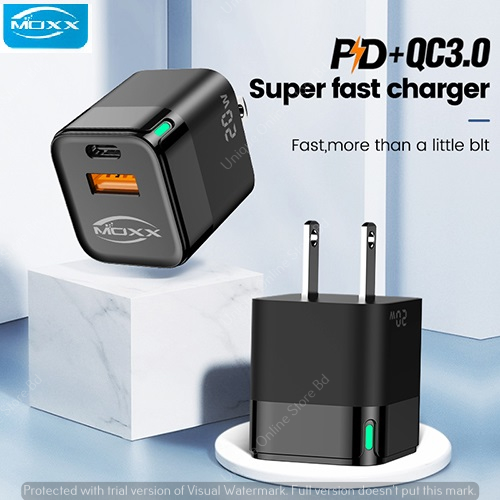 MOXX MC20 Powerful USB & PD GaN Adapter 20 watt. 