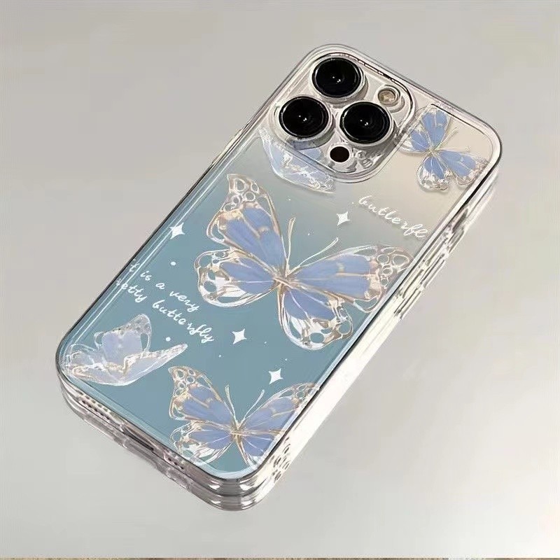 For Tecno POP 9 /SPARK GO 1/SPARK GO 2025 Gradient Blue Butterfly Case. 
