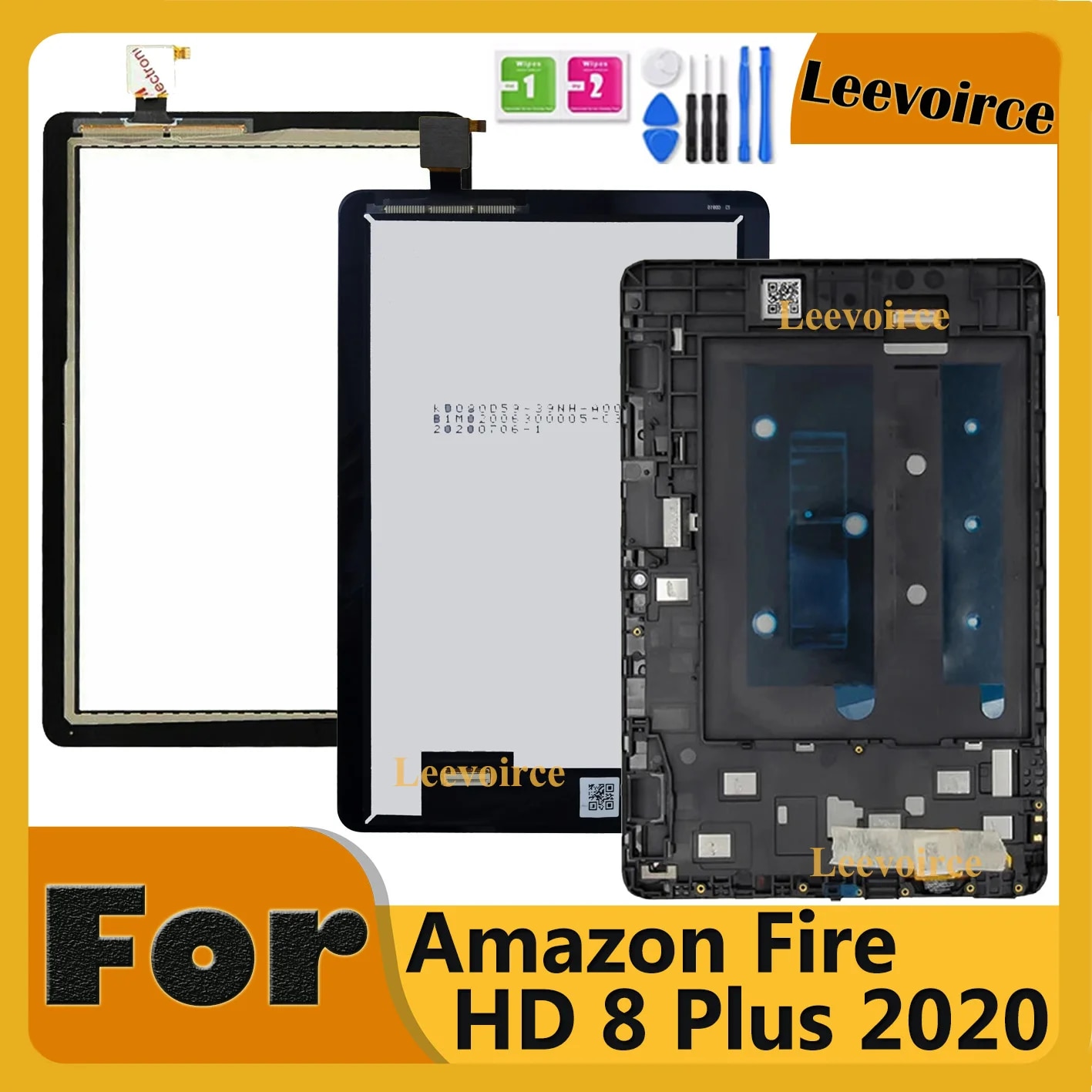 NEW Tablet Parts For Amazon Fire HD 8 Plus 8+ 2020 10th Gen HD8 2020 K72LL4 KFONWI Touch Screen Digitizer Assembly Frame