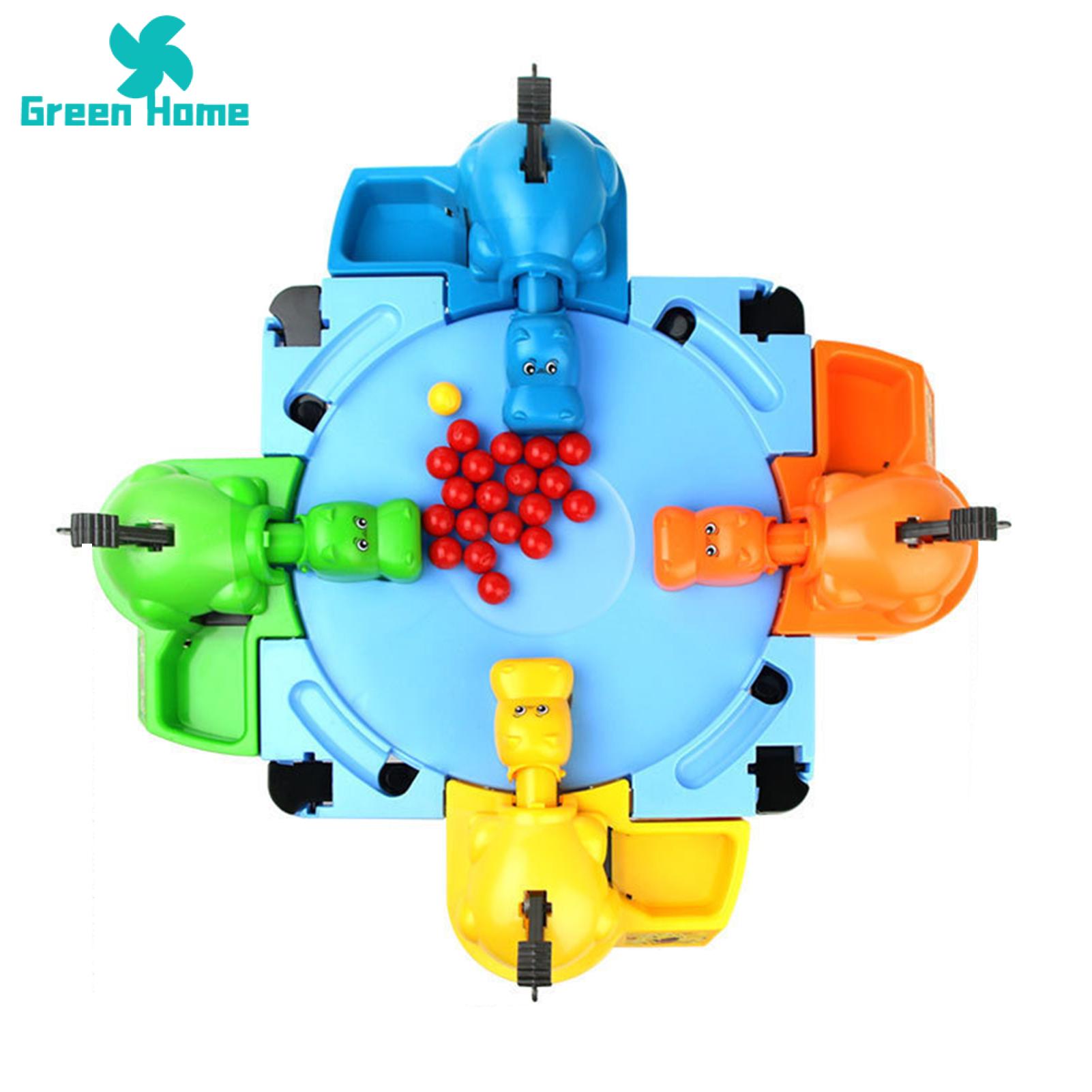Green Home Swallowing Hippo Toy Smooth Surface Hungry Hippo Food Grabbing Parent-child Board Game. 