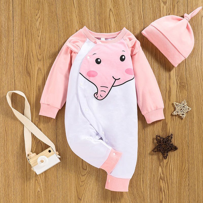 2022 New Boys and Girls Newborn Onesies Rompers Long Sleeve Baby Harness Button Open Style Children's Clothes