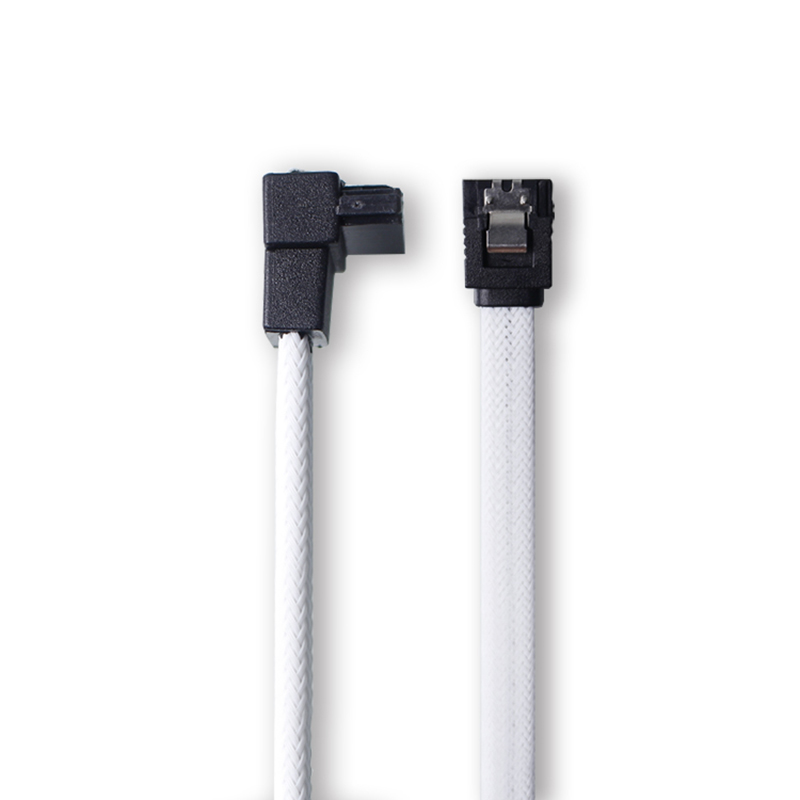 2 Pcs 50CM SATA 3.0 III SATA3 7Pin Data Cable Right Angle 6Gb/S SSD Cables HDD Hard Disk Data Cord with Nylon Sleeved (White with Green). 