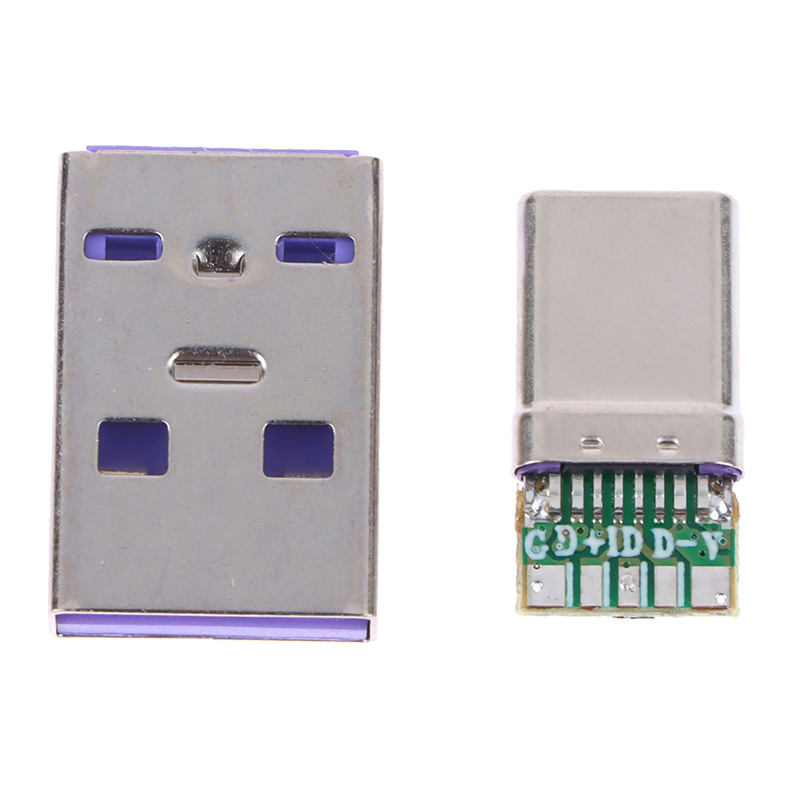 DIY OTG Data Charge Kit 1 Set Fast Charge Type-C USB 65W 6.5A Male Connector Welding With 5Pin PCB Type A Male 6 Pin USB. 