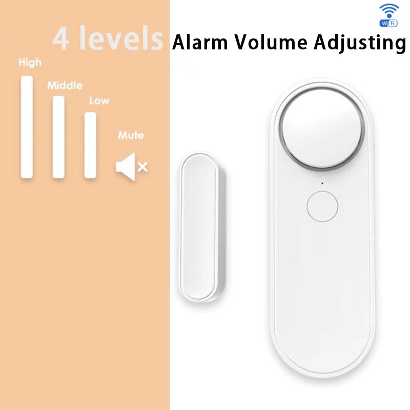 Buili in Siren WiFi Window Sensor Door Open/Closed Detector Tuya App SMS Notification Alert Smart Home Security Protection Alarm. 