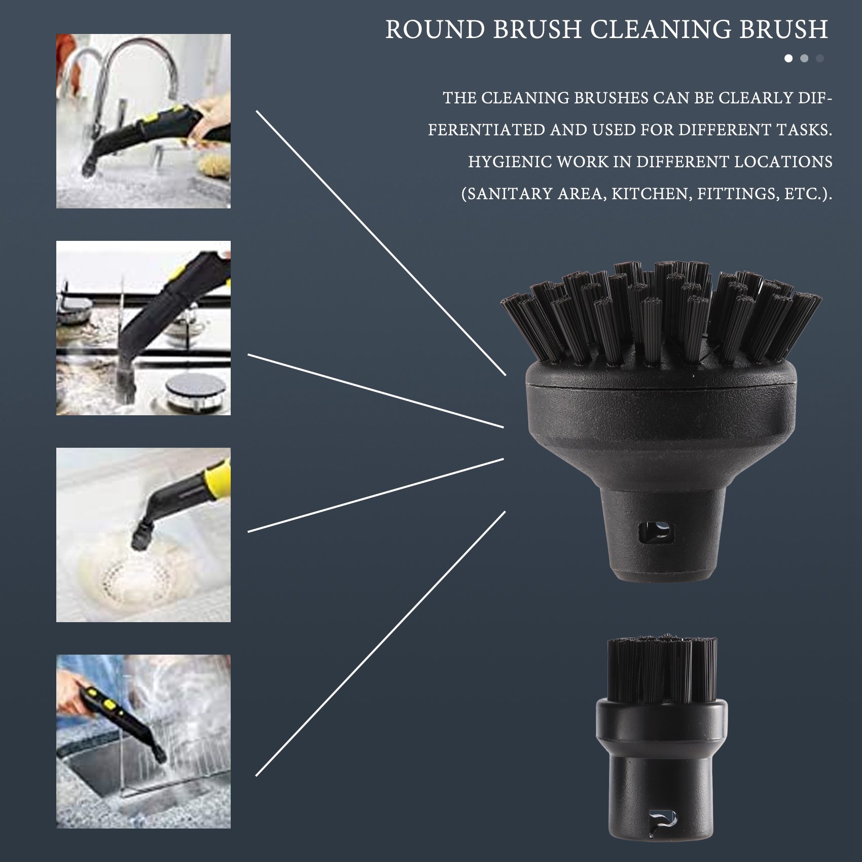 for SC1 SC2 SC3 SC4 Round Brush Cleaning Brush for Steam Cleaner Attachment Adapter Home Cleaning Brush