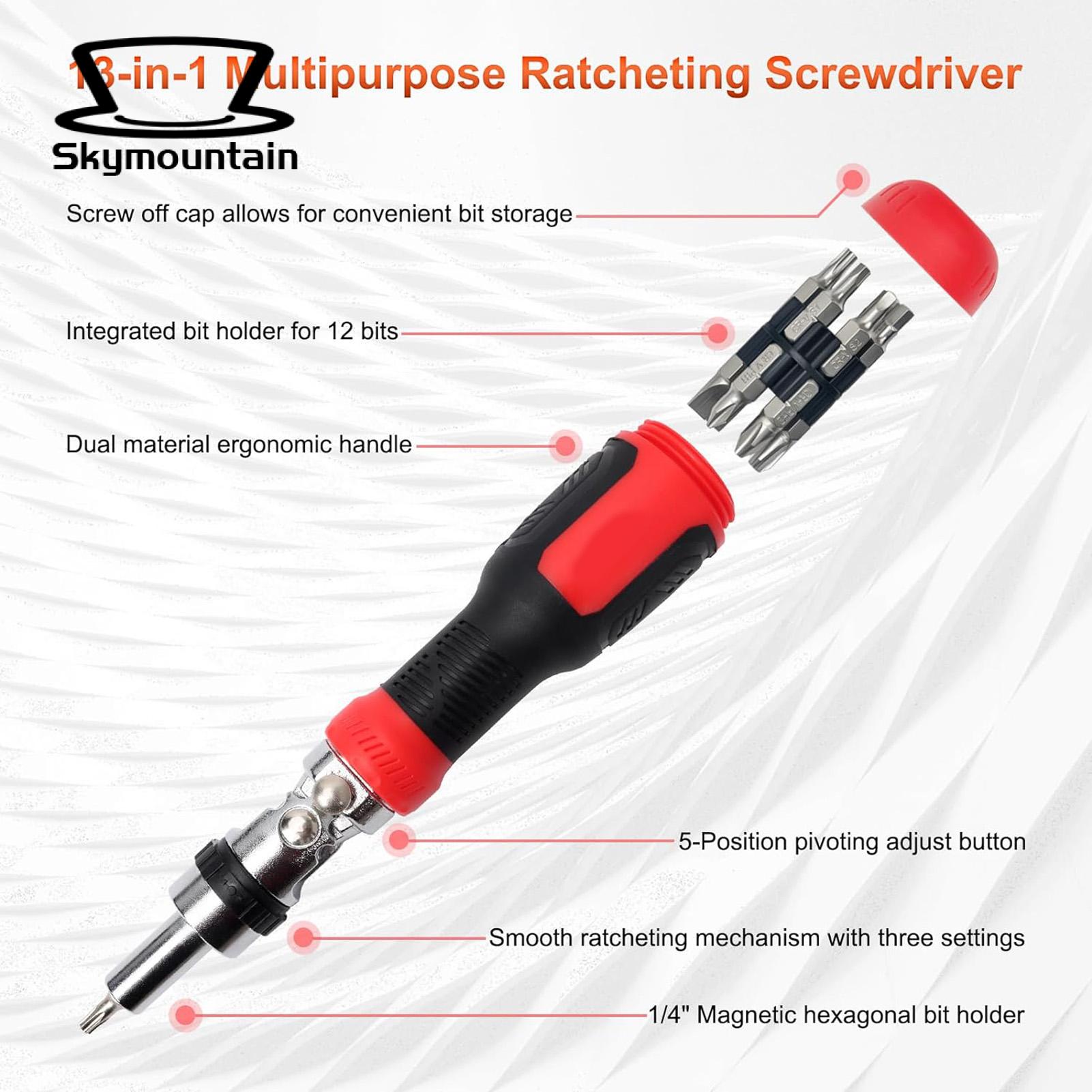 Flat Head Screwdriver Set Versatile 13-in-1 Ratchet Screwdriver Non-slip Handle Adjustable Angle Ideal for Southeast Asian Buyers Universal Screwdriver. 
