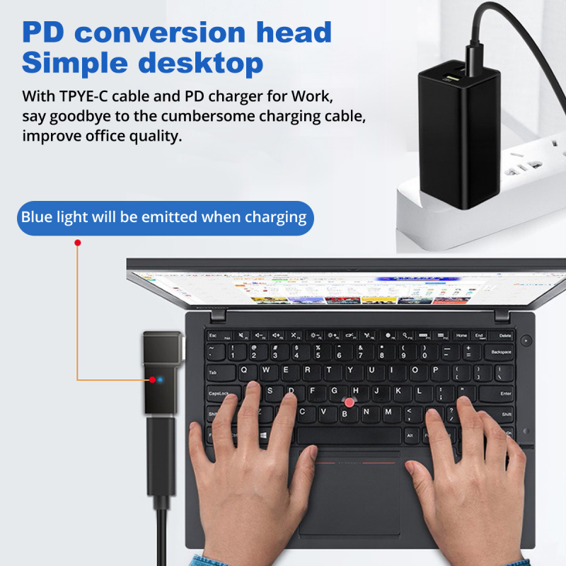 PD 100W USB Type C Female to DC Male Adapter For Lenovo Thinkpad USB-C Fast Charging Cable Converter Square PD Plug. 
