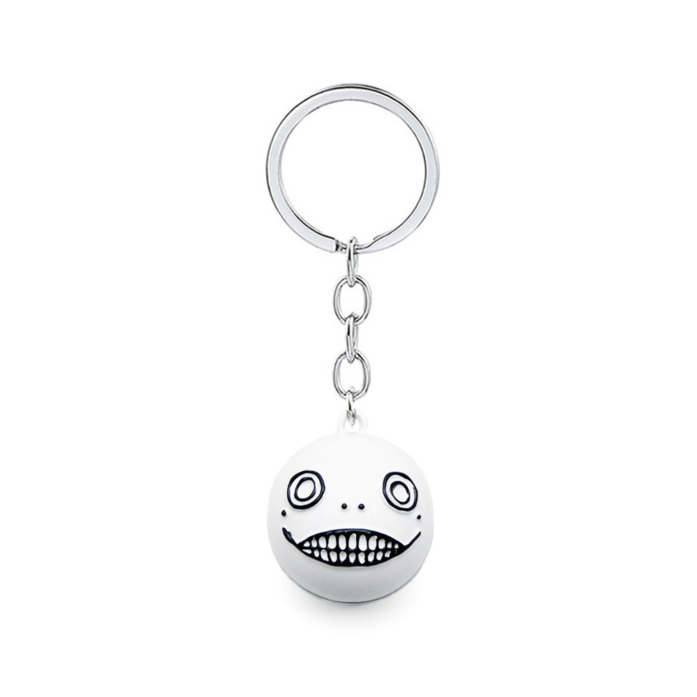 Game NieR:Automata Keychain YoRHa Logo Pendant Keyring Robot 2B Emil No2 Type B Key Chains White Ball Metal Men Women. 