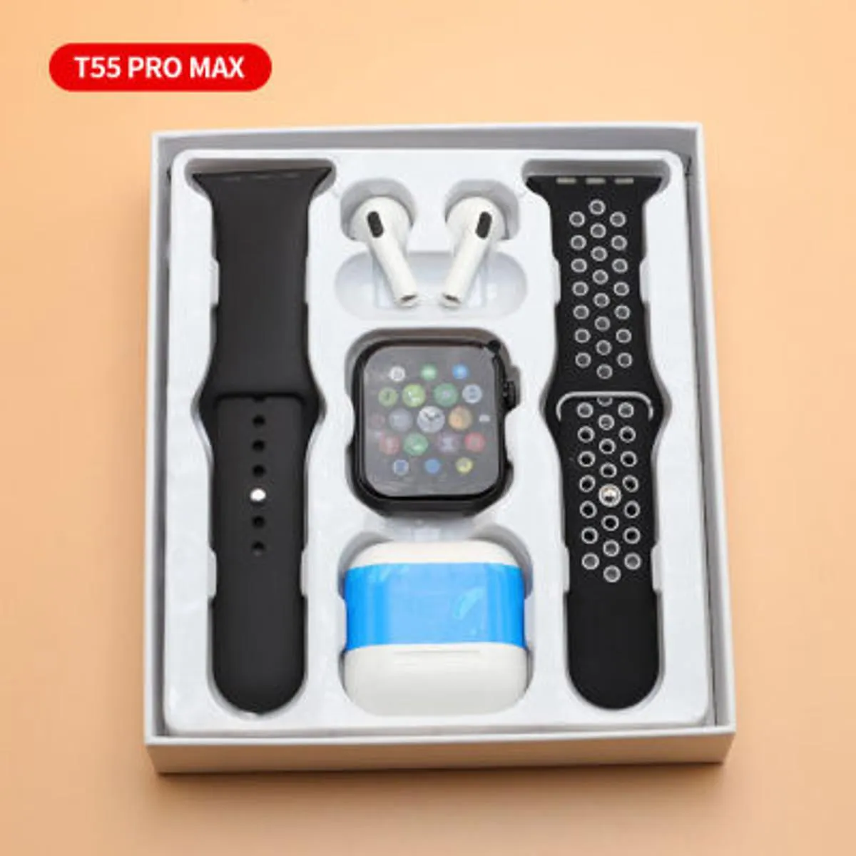 T55 PRO MAX Smart Watch With bluetooth Headphone And Dual Strap Calling  Smartwatch. 