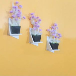 3Pcs Wall Mounted Vase Holder , Wall Hanging Showpiece Holder, Wall Shelf With Magic Tape For Easy Hanging Without Flower & Hook - Wall Decoration