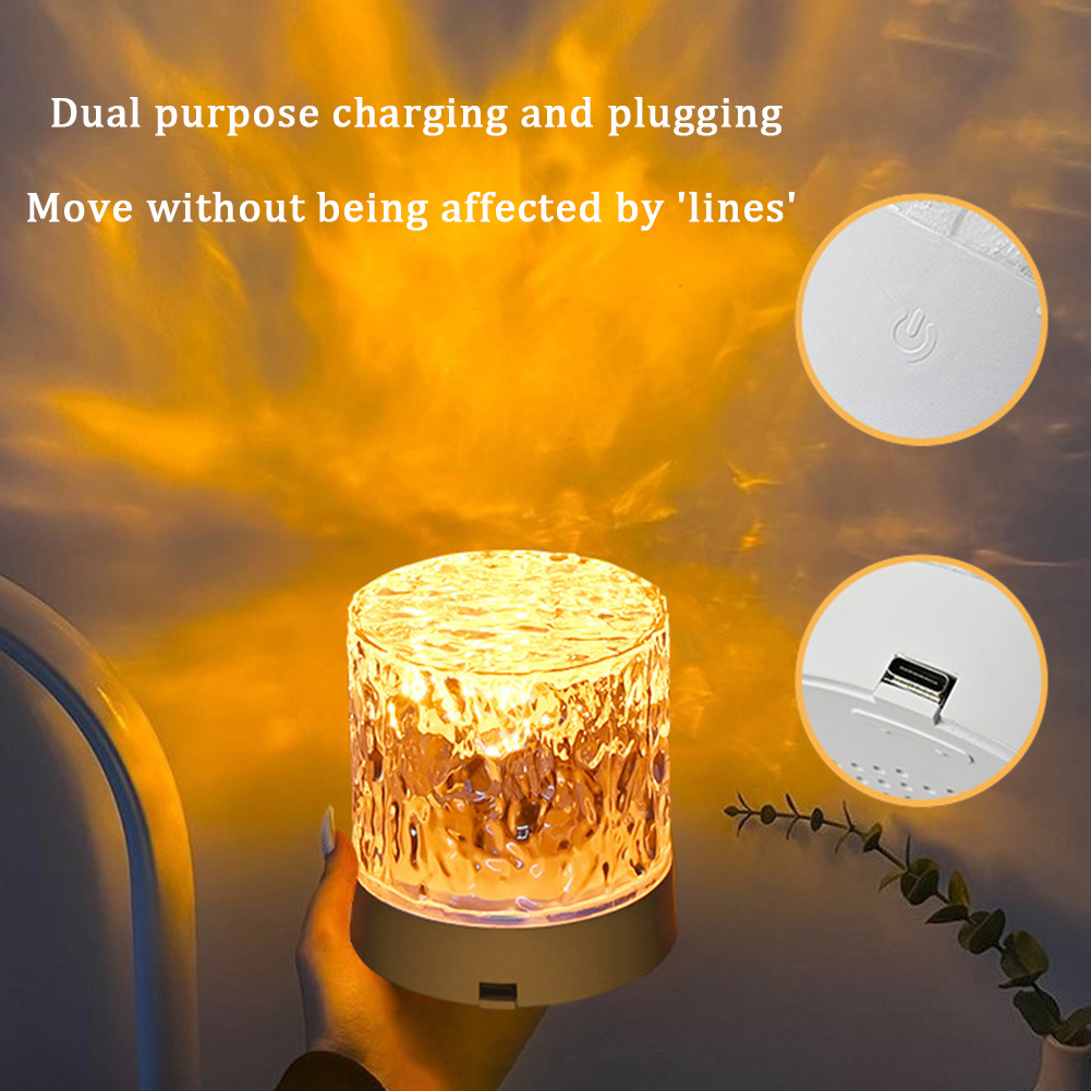 LED Water Ripple Night Light With Remote Control 16 Colors Available Touch Control Multifunctional Projection Lamp (85 x 85 x 95mm). 