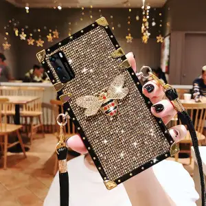 For Samsung S23 S22 S21 S20 S10 S9 Note20 Luxury Leather Square