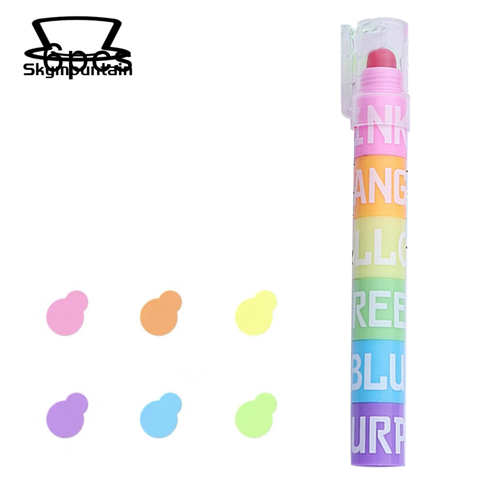 Round Tip Marker Pen 6 Colors Quick-drying Marker Pens for Diy Albums Colo g Art Supplies for Drawing Marking in Books Round Tip Crayons for Highlighter Pens