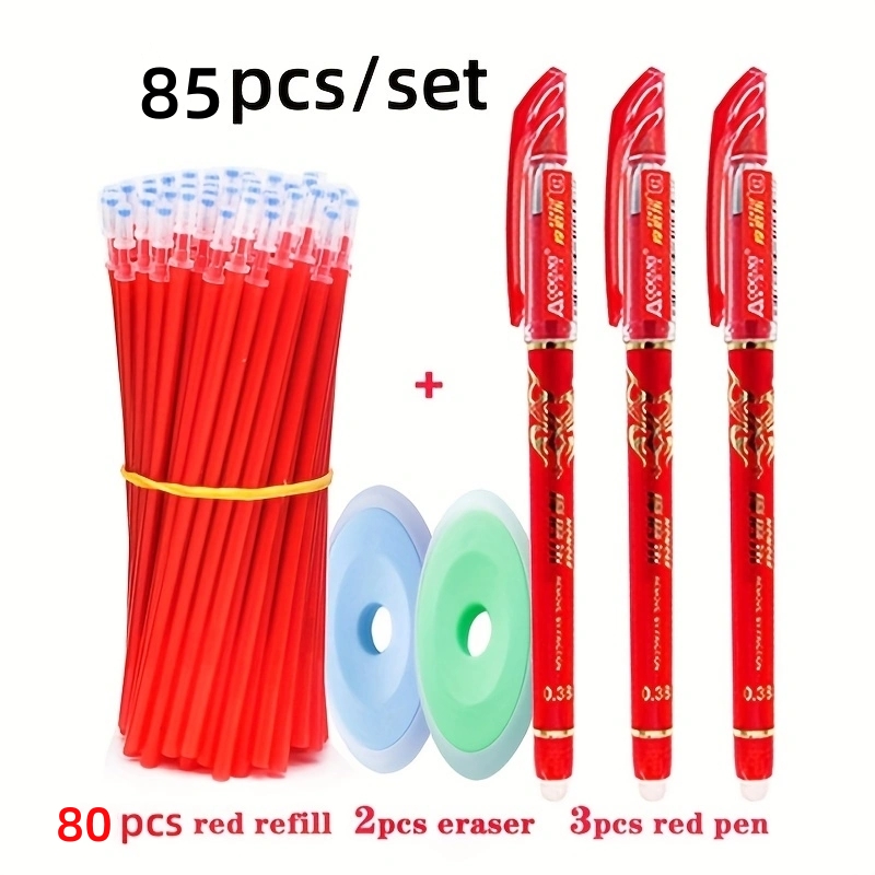 85Pcs/Set Erasable Pen Gel Pens 0.5mm Blue/Black ink Refills Rod Washable Handle School Writing Office Kawaii Stationery Gel Pen