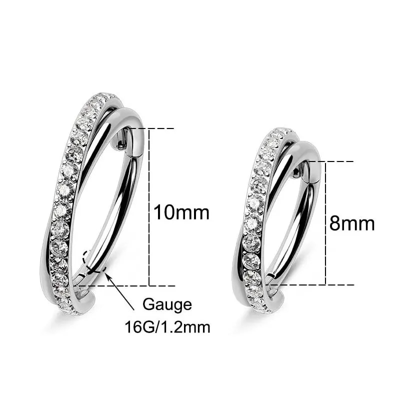 G23 Titanium Hinged Segment Ring Cartilage Hoops Double Row Helix Piercing Jewellery Conch Ring Septum Ring Tragus Daith Earring. 