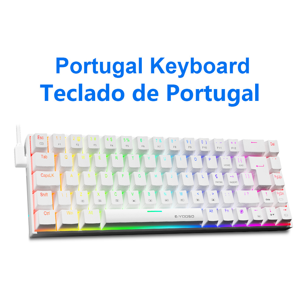 E-YOOSO Z686 RGB USB 60% Mini slim Mechanical Gaming Wired Keyboard Red Switch 68 Keys Gamer for Compute PC Laptop. 