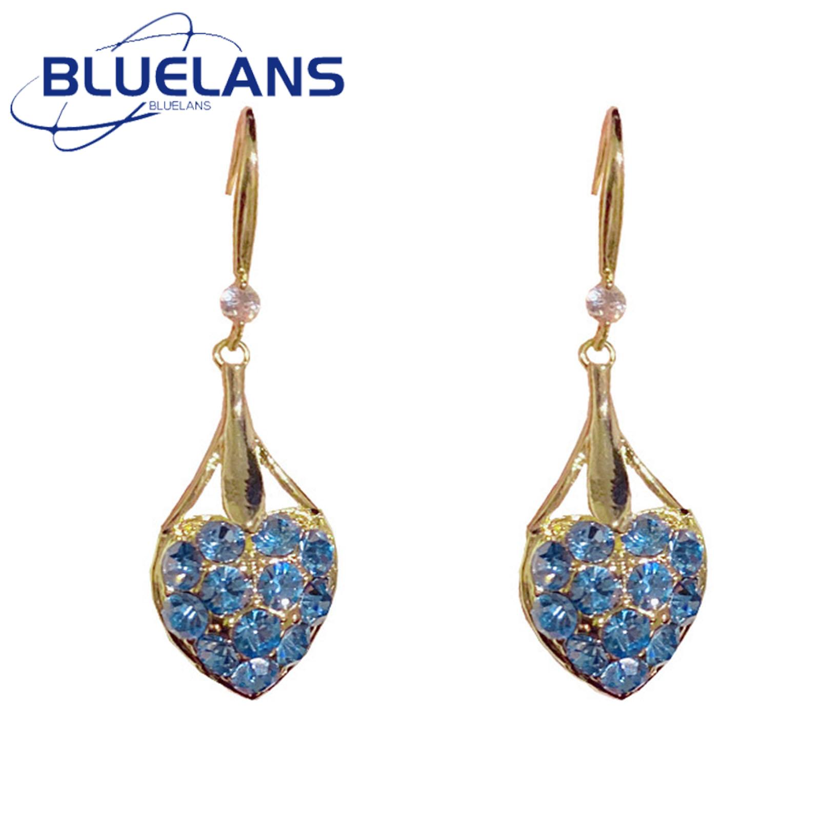 Drop Earrings Full Rhinestones Ladies Heart Shape Pendant Drop Earrings