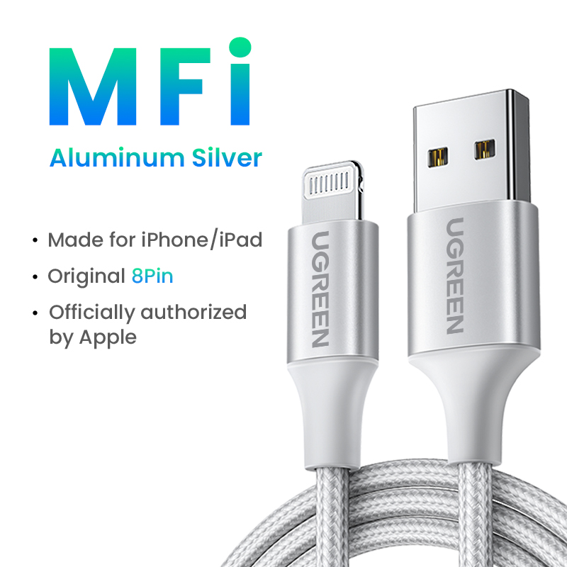 Ugreen Apple MFi Certified USB Lightning Data Cable for iPhone 12 Min 12 Pro Max X XR 11 8 7. 