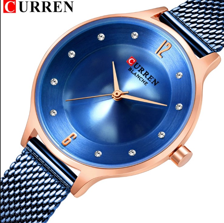CURREN C9036F Stainless Steel Mesh Wristwatch For Women's – RoyalBlue & RoseGold