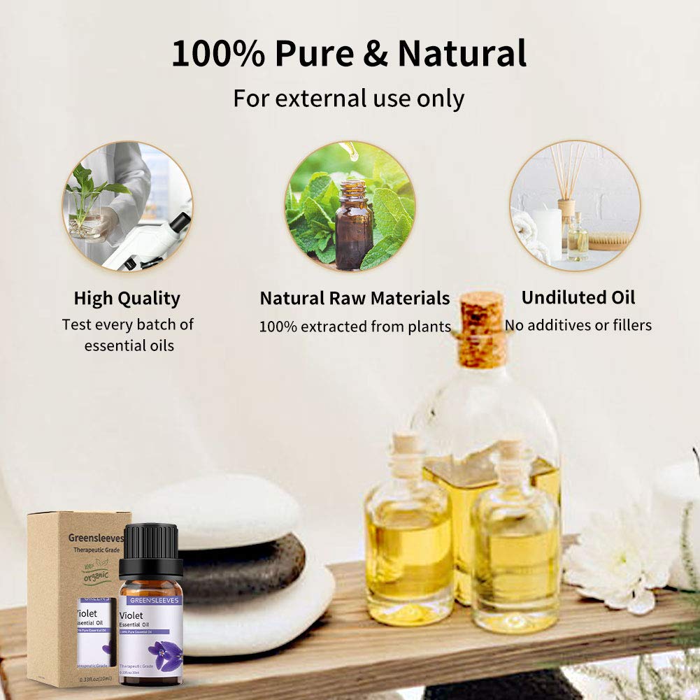 Violet Essential Oil Set, Pure Violet Aromatherapy Oils for Diffuser, Humidifier - 10ml. 