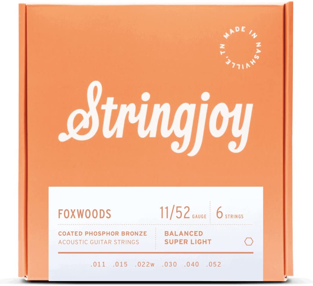 Stringjoy Foxwoods Coated Phosphor Bronze Acoustic Guitar Strings FW1152 , (Super Light Gauge - 11-52)