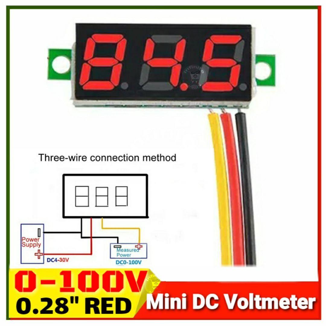 Mini Digital DC Voltmeter Meter Volt Tester Detector Monitor 2 Wire 3 Bit Red LED tube for DC UPS IPS Battery Tester ATS etc. 