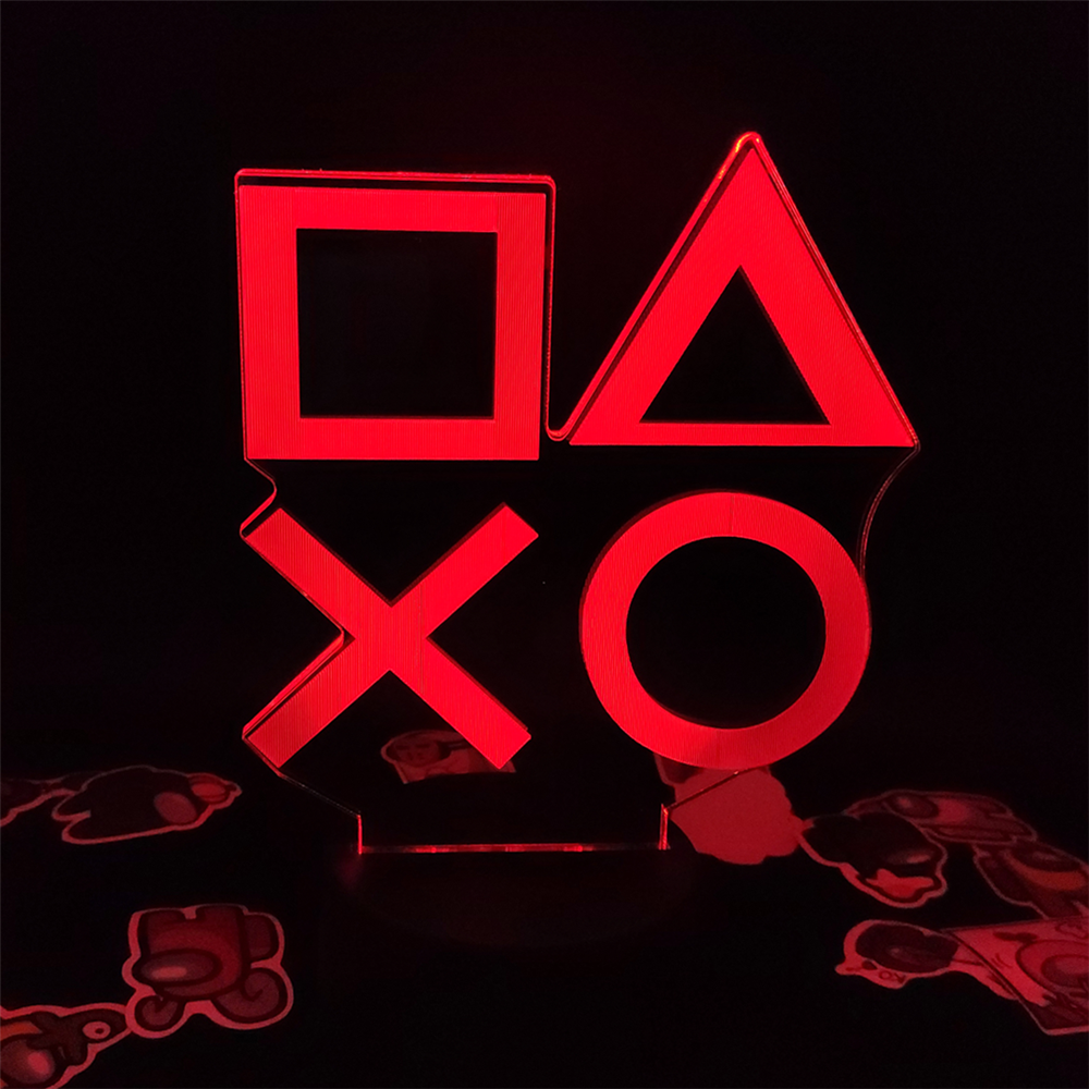 PS4 Game Controller Button Logo 3D Night Light Acrylic LED 16 Color Changing Touch Table Lamp For Playstation 4 Gamers' Gift