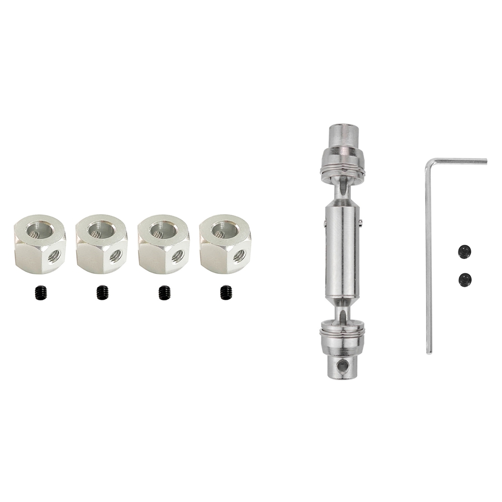 1set Metal CVD Drive Shaft for WPL D12 C24 C34 MN D90 MN99S & 4PCS 5mm to 12mm Metal Combiner Wheel Hub Hex Adapter