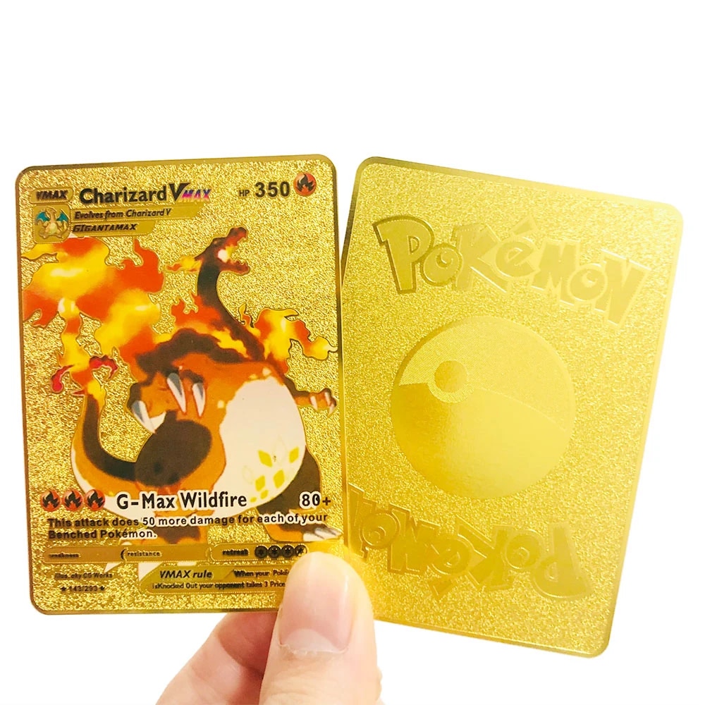 【Lejia】Pokemon Gx Vmax Card Black Card Fire-Breathing Dragon Game Props Collection Card Rainbow. 