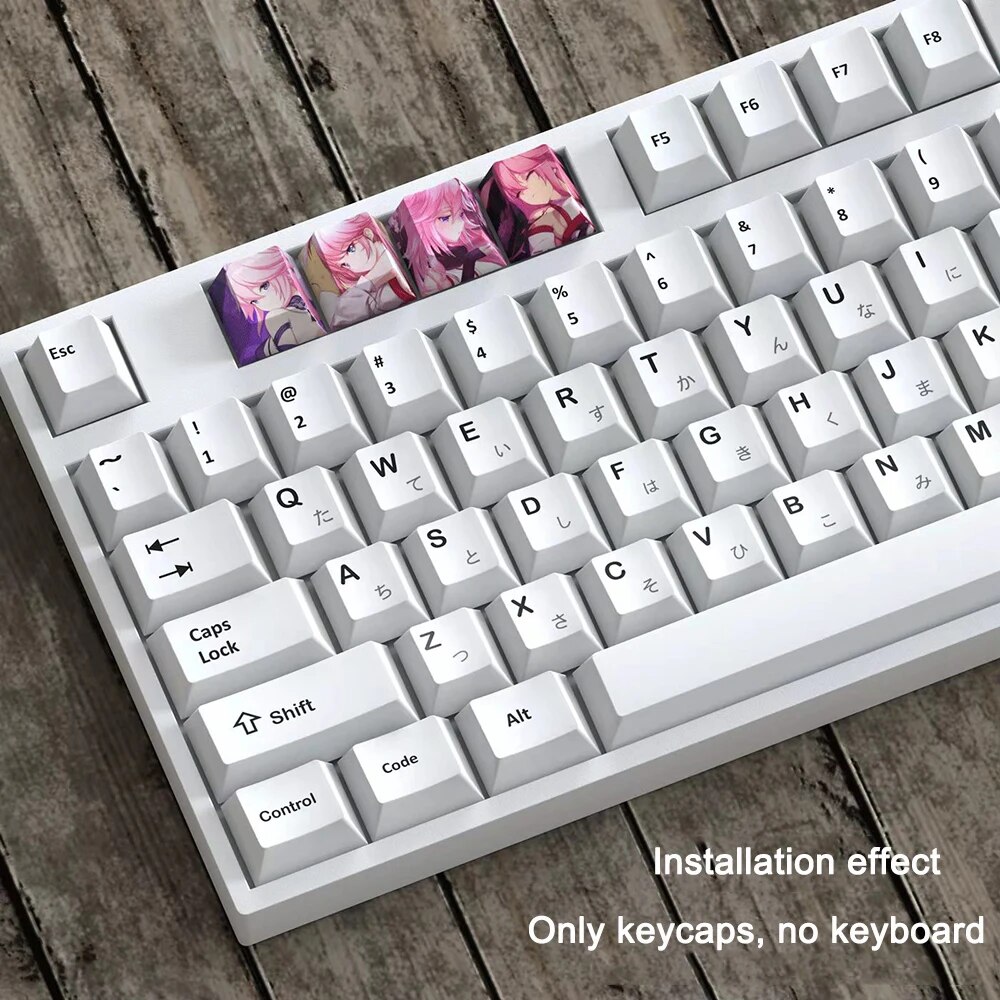 4 Keys Honkai Impact 3 Keycaps BOCCHI THE ROCK Game Cherry Profile Elysia Personalized Anime Keyboard Key Caps For MX Switches. 