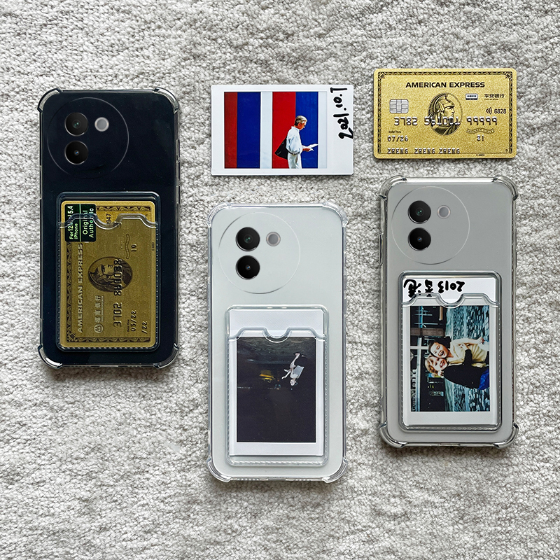 For VIVO V30E 5G Case Transparent silicone change wallet photo clip Lens Protection for vivo V30E Back Cover