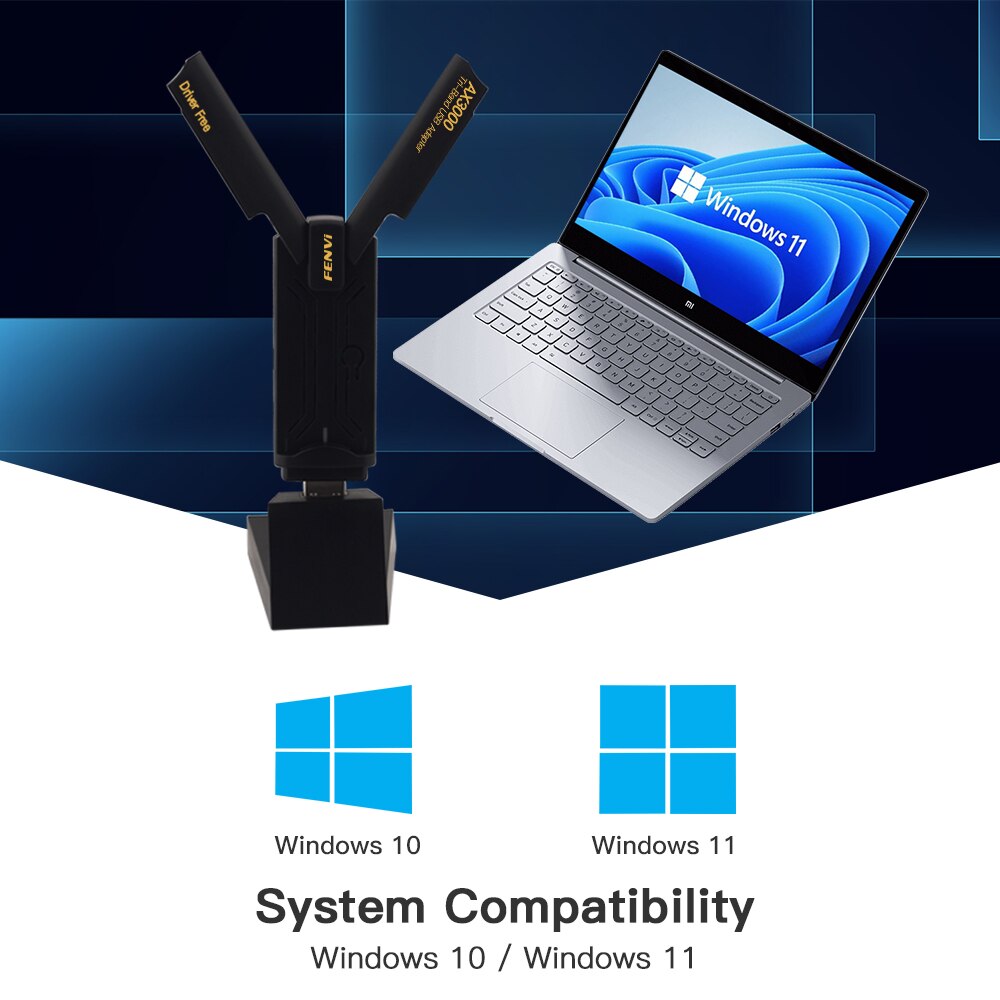 FENVI WiFi 6E AX3000 USB 3.0 WiFi Adapter 3000Mbps Tri-Band 2.4G/5G/6GHz Wireless Network Card WiFi6 Dongle Driver Free Win10/11. 