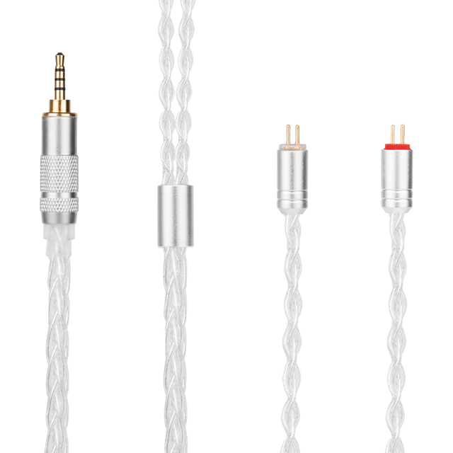 Yinyoo H3 H5 8 Core Upgraded Silver Plated Earphone Cables With Mmcx/2pin For Blon Bl-01 Bl-03 Asx Zsx Edx Dq6 Cca Ca16 Ckx. 