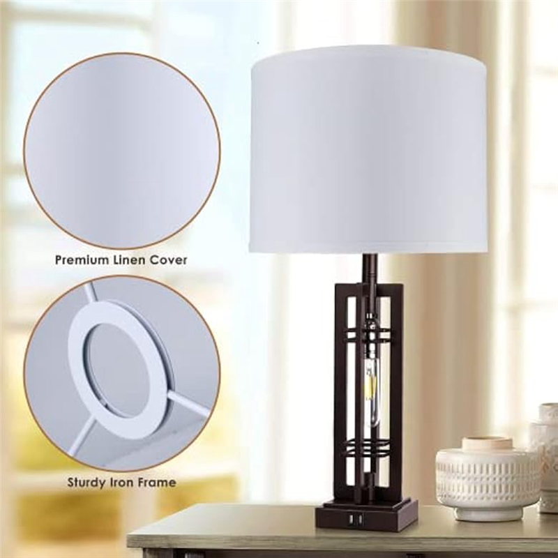 2 Piece Lamp Shades, Drum Lampshade White Replacement Fabric Lamp Shade for Table Lamp Floor Lamps. 