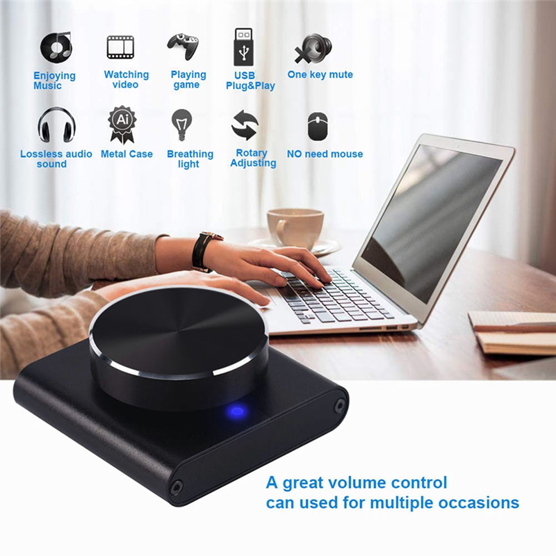 USB Volume Control Lossless PC Computer Speaker Volume Controller Knob Adjuster Digital Control with One Key Mute, Fine Workmanship. 